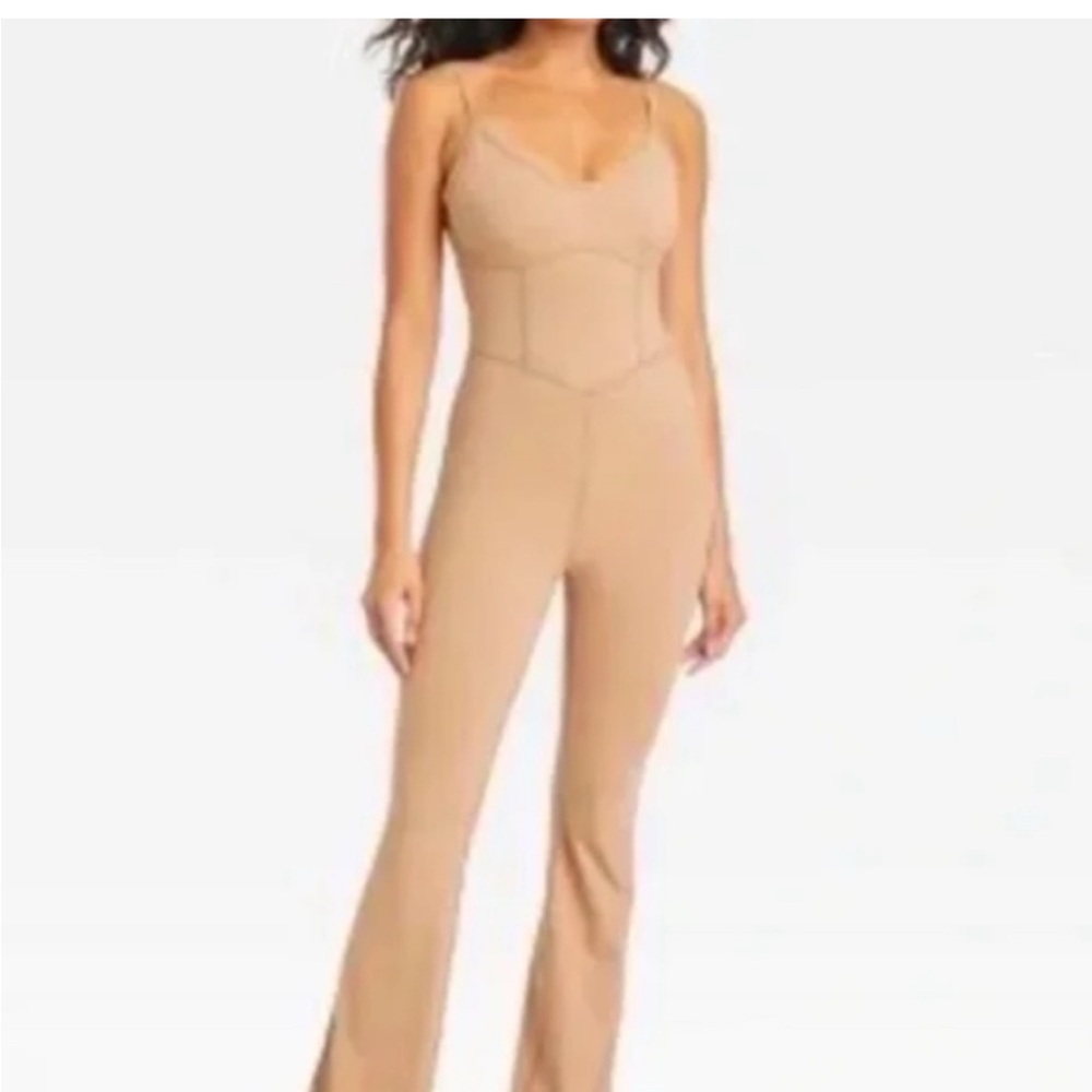 JoyLab Tan Minimalist Jumpsuit with Spaghetti Straps